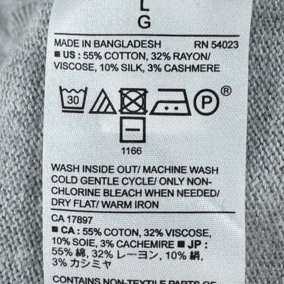 Banana Republic Men's V Neck‎ Sweater Heather Gray Size Large Cashmere Blend - Picture 8 of 10